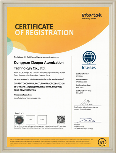 Cloupor certificate